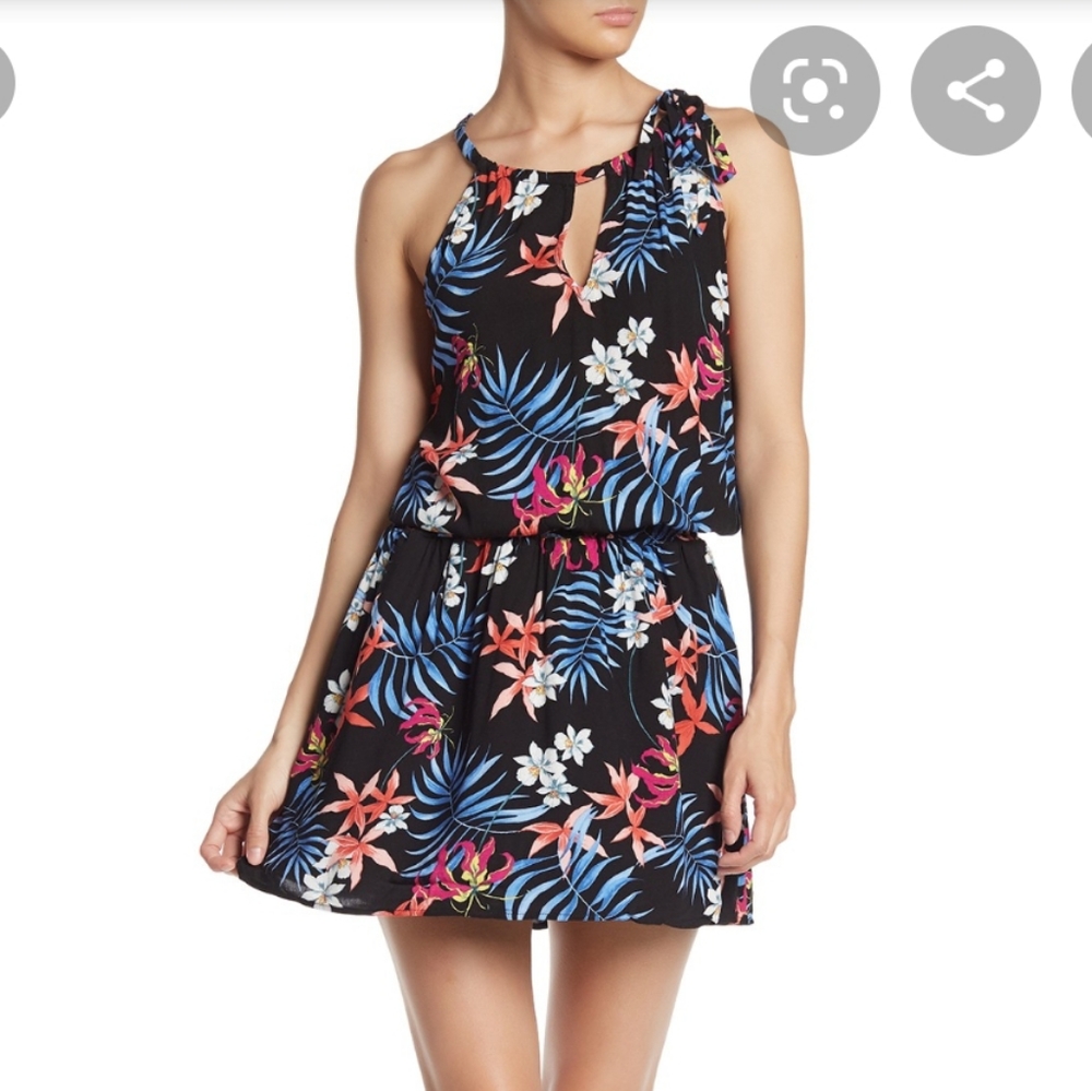 New LOVE‎ STITCH Tropical Print Keyhole Dress Size M